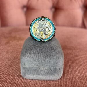 Bradford Exchange Indian Head Nickel Ring 925 Sterling Silver Size 9